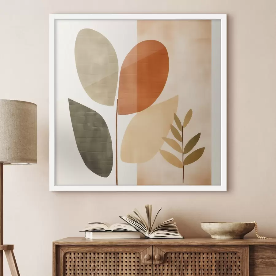 Fototapete Minimalistisches Blattwerk in künstlerischem Stil f46644