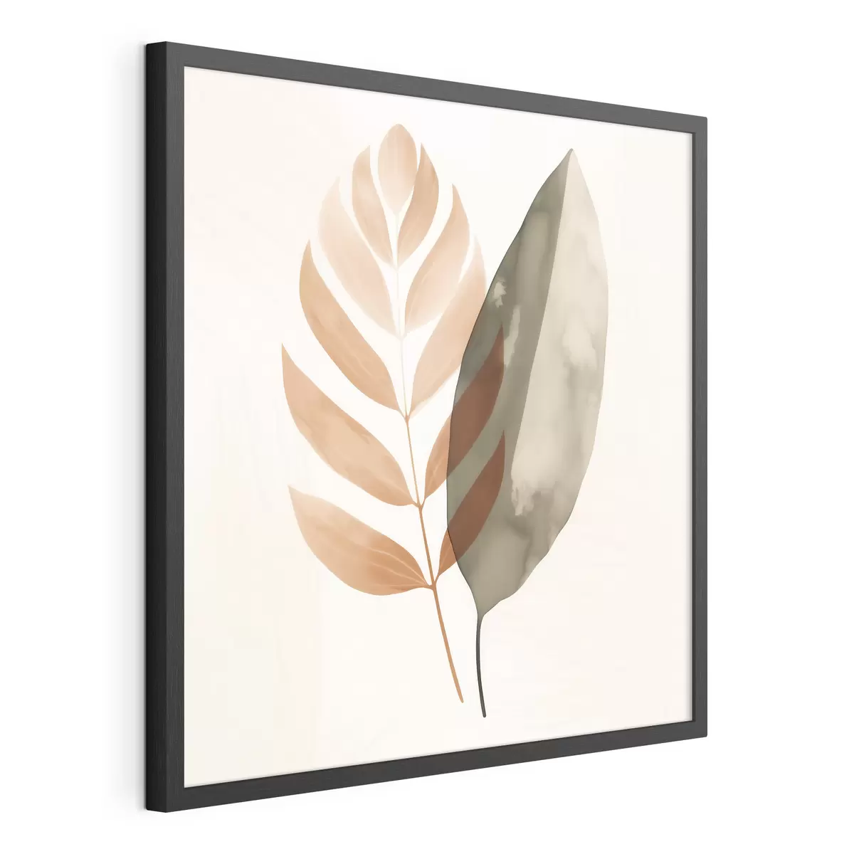 Poster Ein Duo aus Blattsilhouetten im abstrakten Aquarellstil f46645