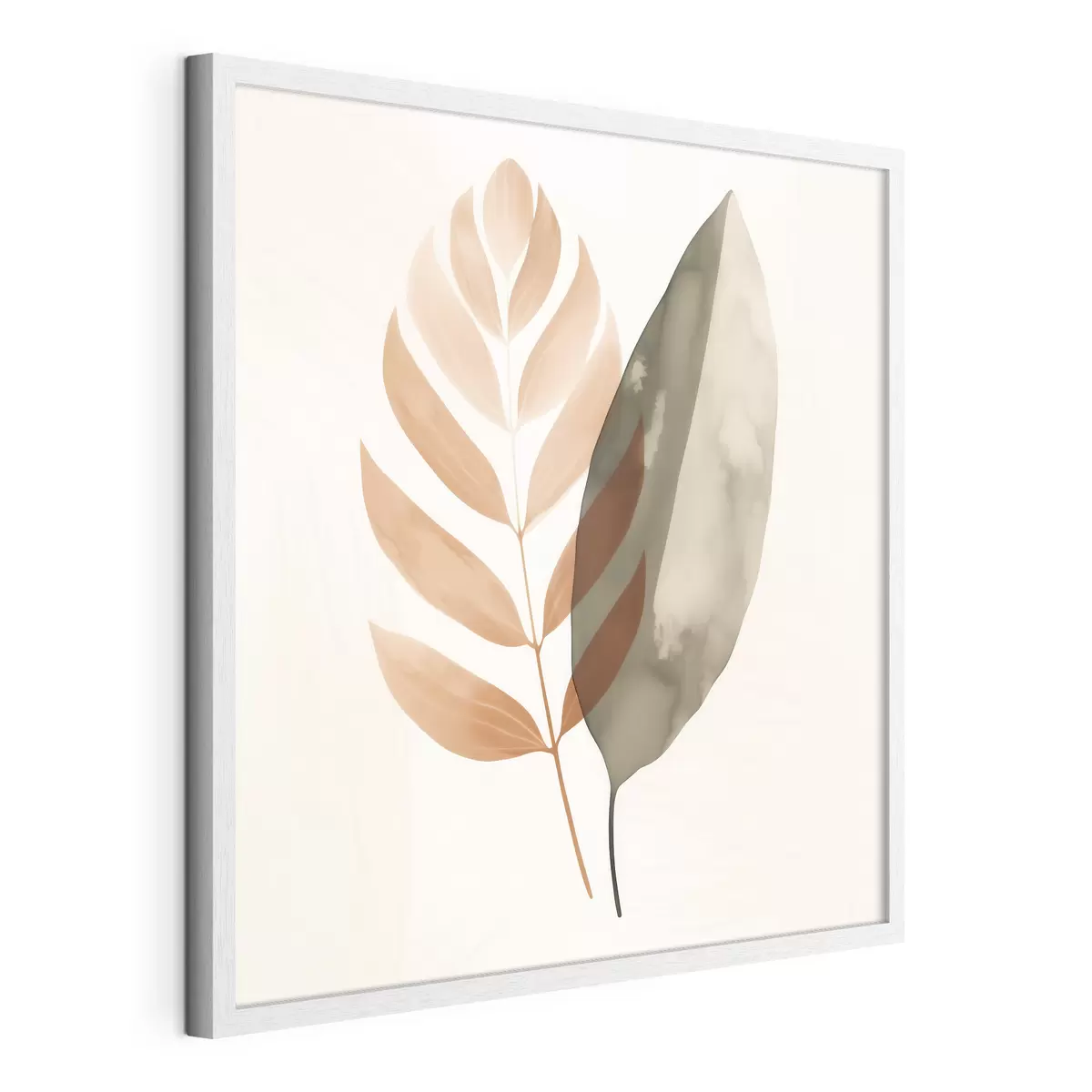 Poster Ein Duo aus Blattsilhouetten im abstrakten Aquarellstil f46645