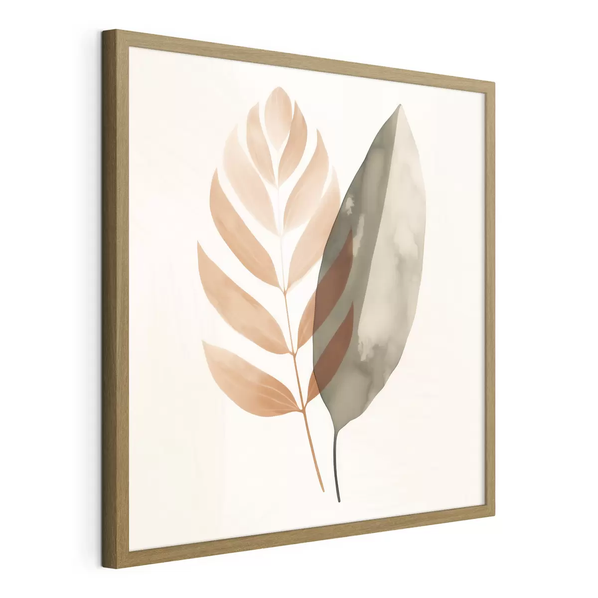 Poster Ein Duo aus Blattsilhouetten im abstrakten Aquarellstil f46645