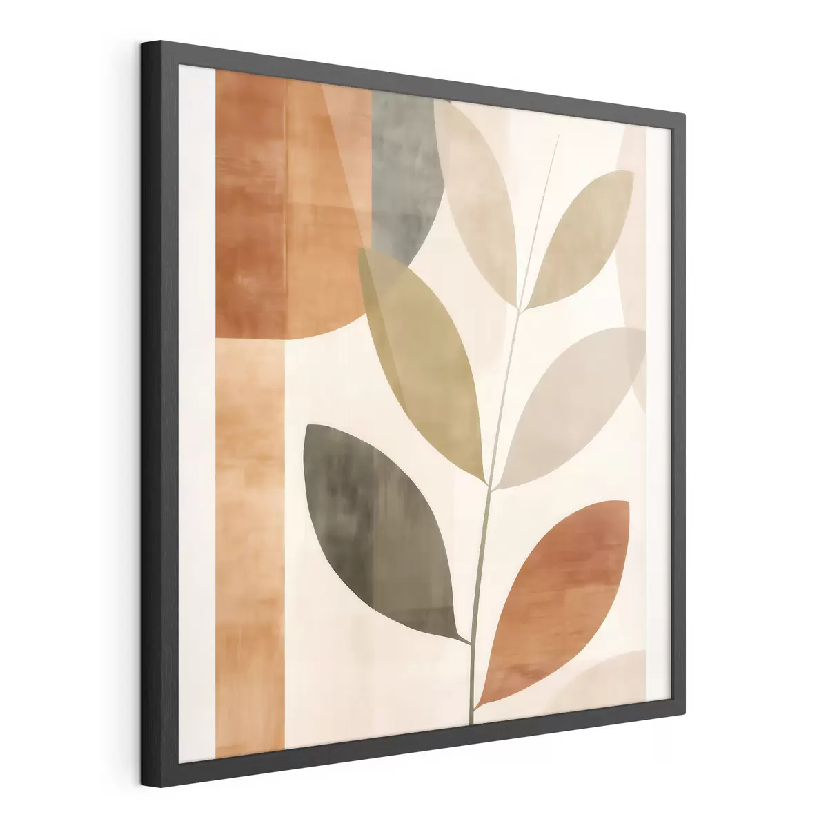 Poster Warme Blattkomposition in einem lyrischen, minimalistischen Stil f46646