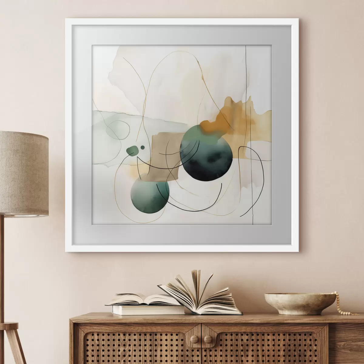 Poster Rhythmus abgerundeter Silhouetten in modernem Aquarellstil f46648