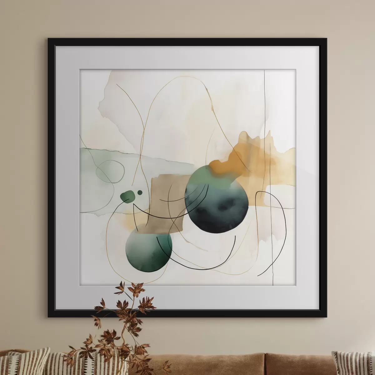 Poster Rhythmus abgerundeter Silhouetten in modernem Aquarellstil f46648