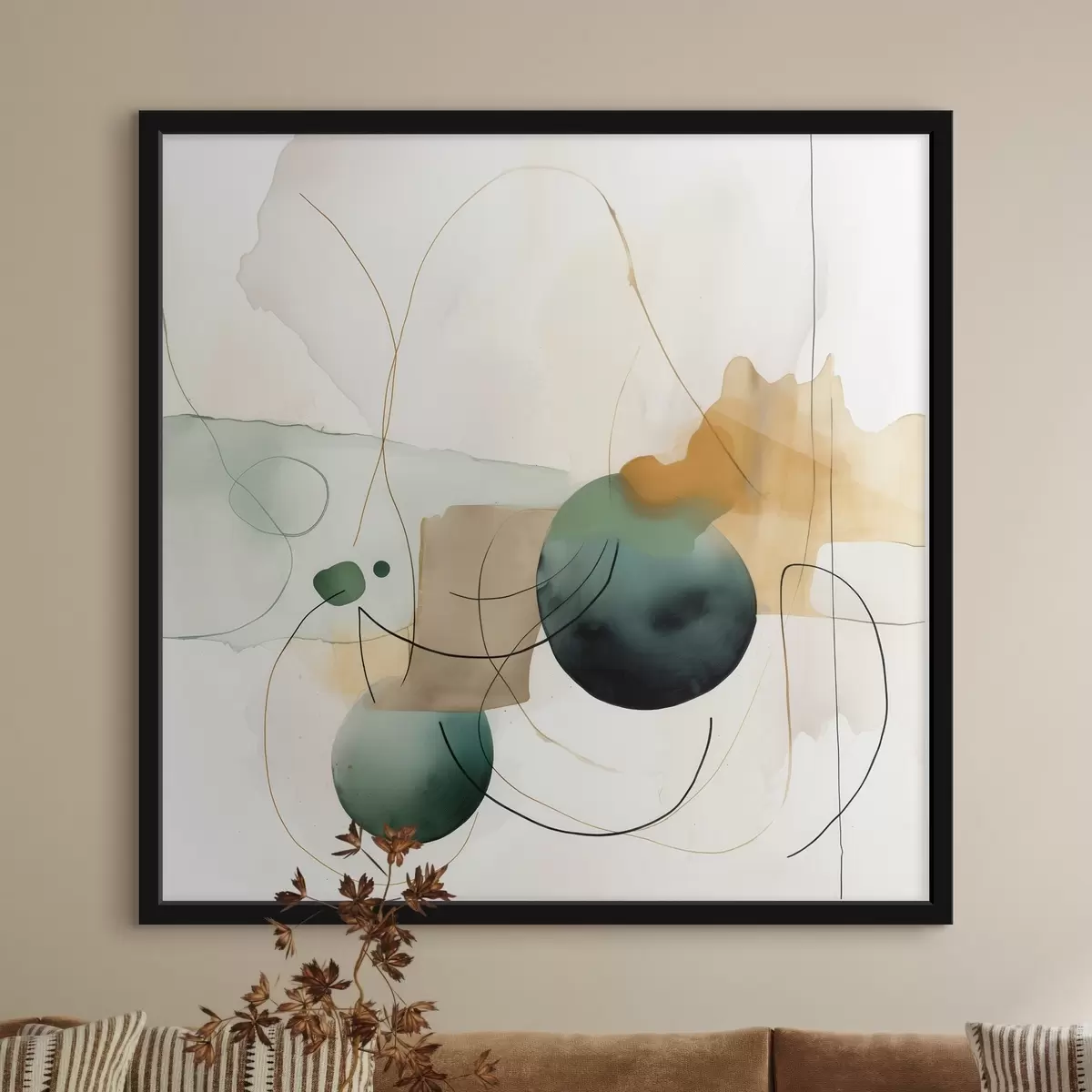 Poster Rhythmus abgerundeter Silhouetten in modernem Aquarellstil f46648