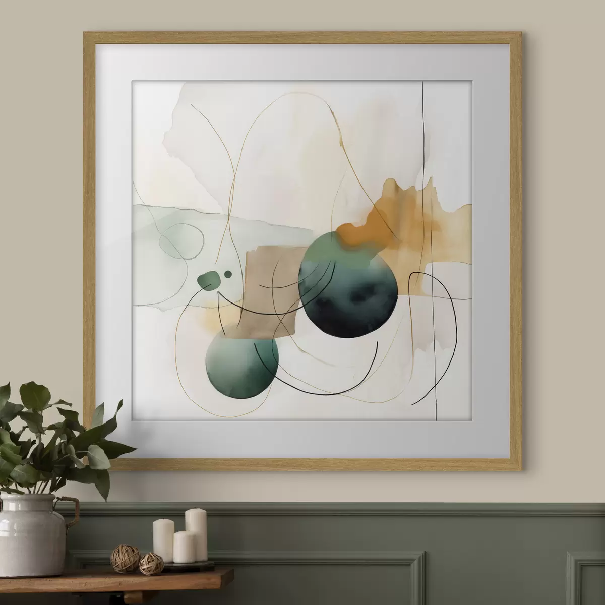 Poster Rhythmus abgerundeter Silhouetten in modernem Aquarellstil f46648