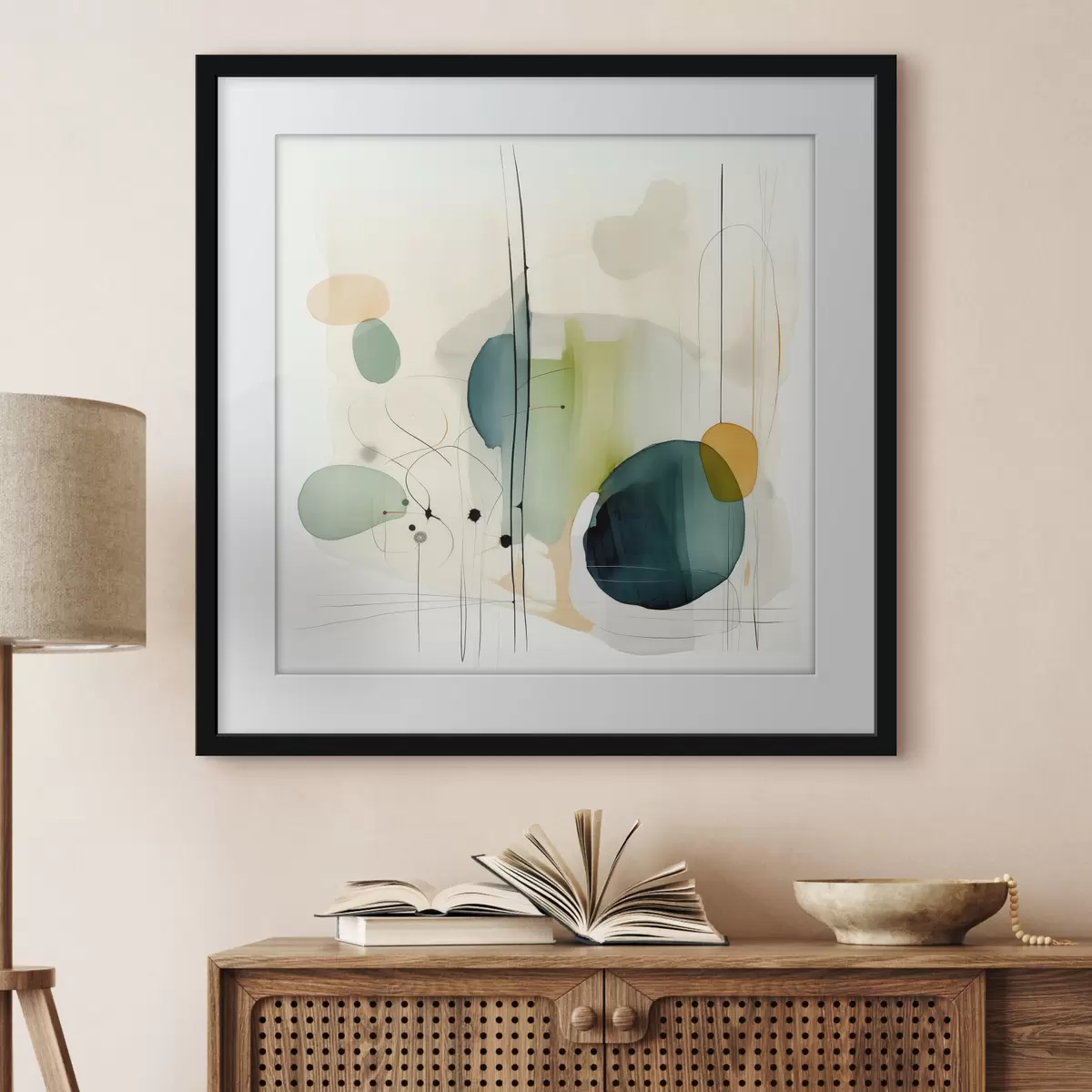 Poster Künstlerische Geometrie in sanften Farbtönen f46649