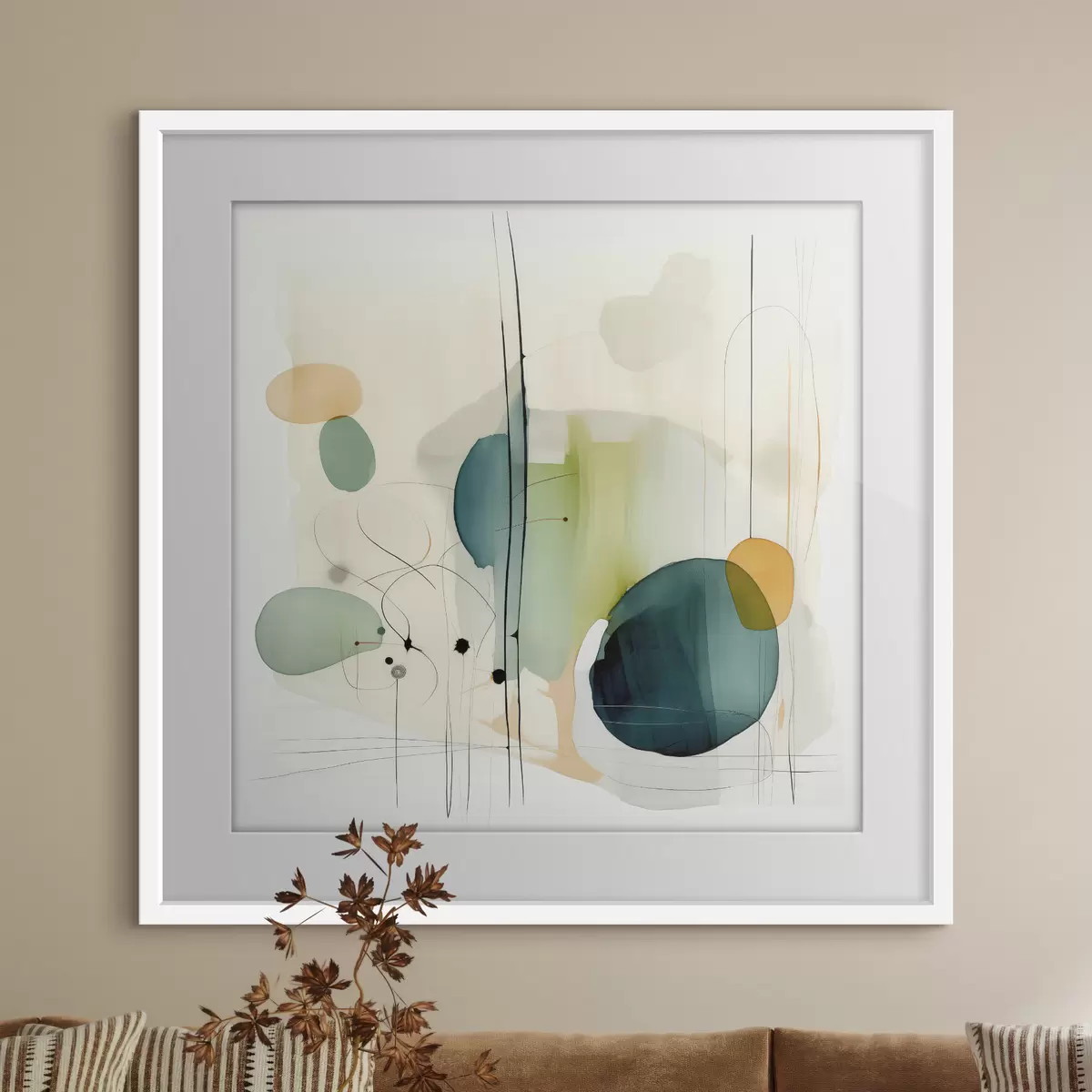 Poster Künstlerische Geometrie in sanften Farbtönen f46649