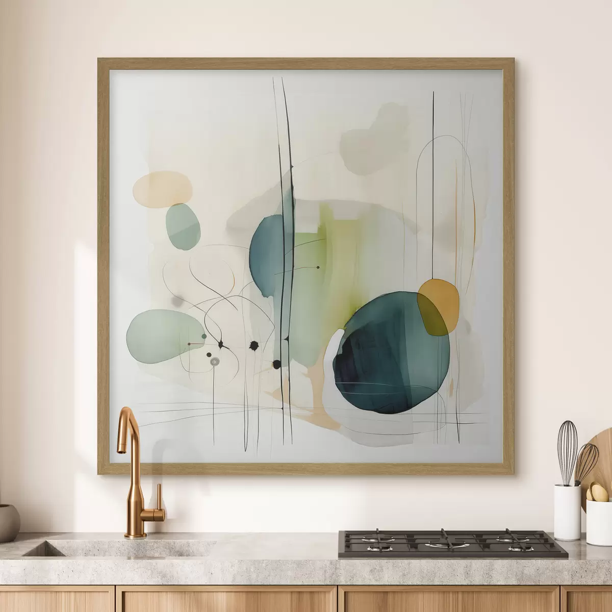 Poster Künstlerische Geometrie in sanften Farbtönen f46649