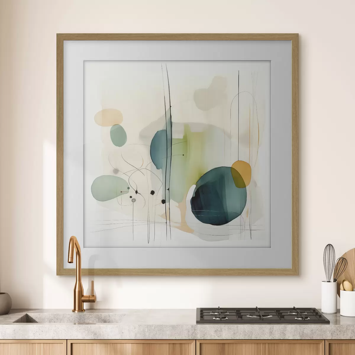 Poster Künstlerische Geometrie in sanften Farbtönen f46649