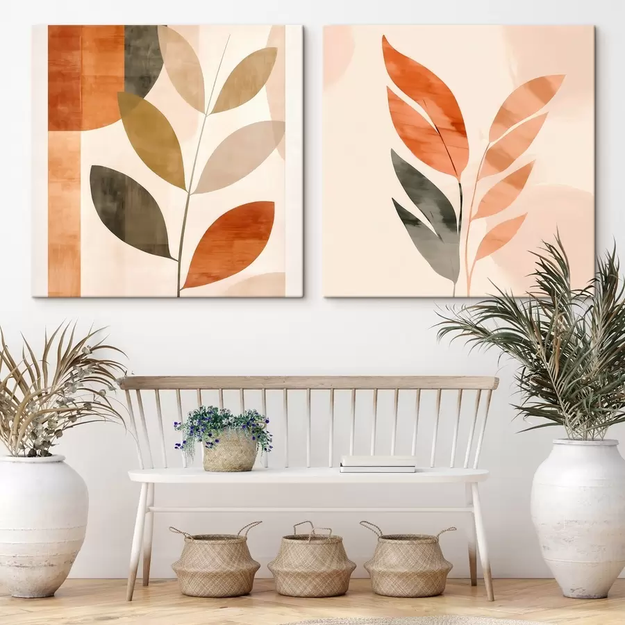 Fototapete Stilisierte Pflanzenabbildung in ruhigen Farben m00984