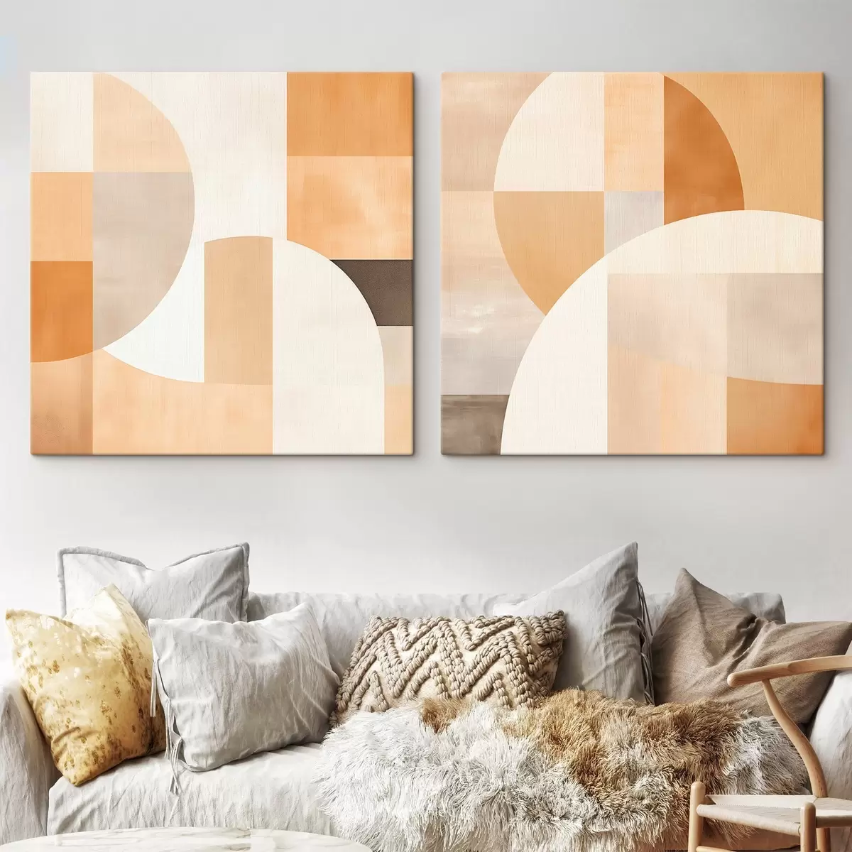 Fototapete Komposition mit großen Formen und sanften Farbblöcken m00986