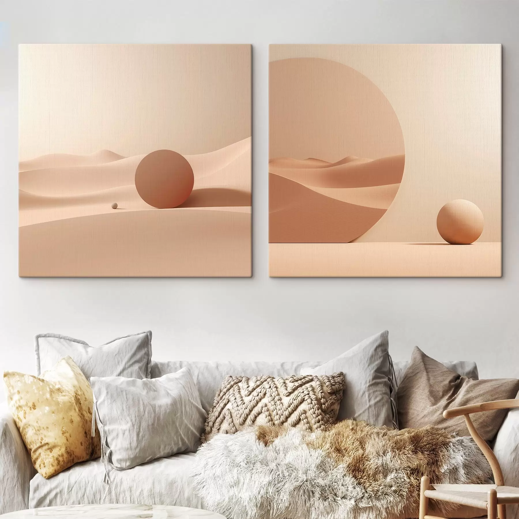 Fototapete Komposition mit ruhigen Flächen und einer geometrischen Form m00990