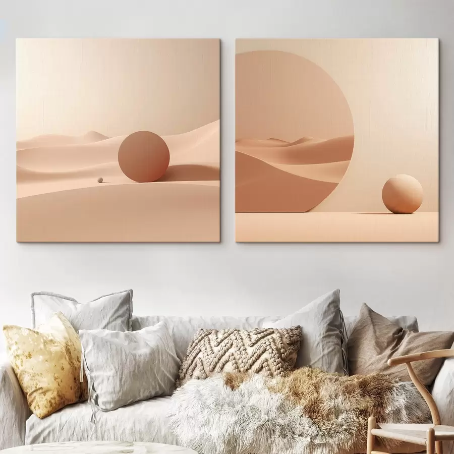 Fototapete Komposition mit ruhigen Flächen und einer geometrischen Form m00990