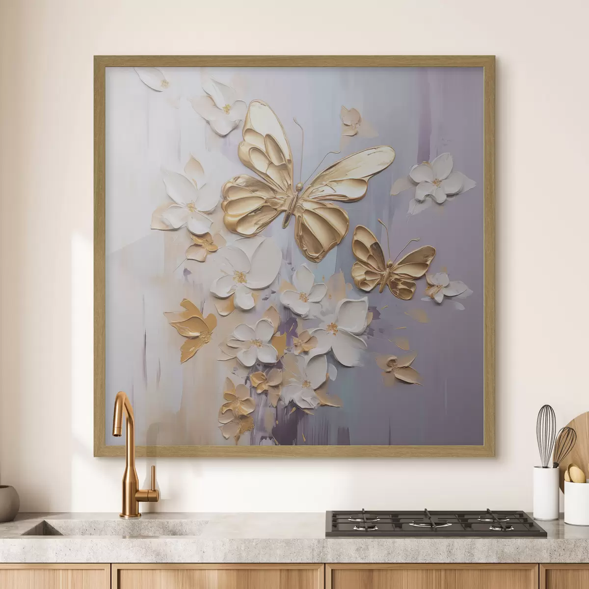 Poster Schmetterlinge und Blumen Imitationsmalerei f46828