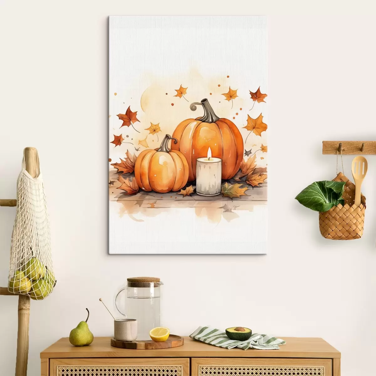 Fototapete Herbstkomposition, Aquarellimitation s46770