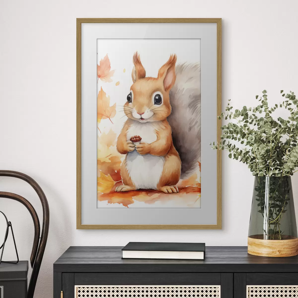 Poster Süßes Eichhörnchen, Aquarellimitation f46766