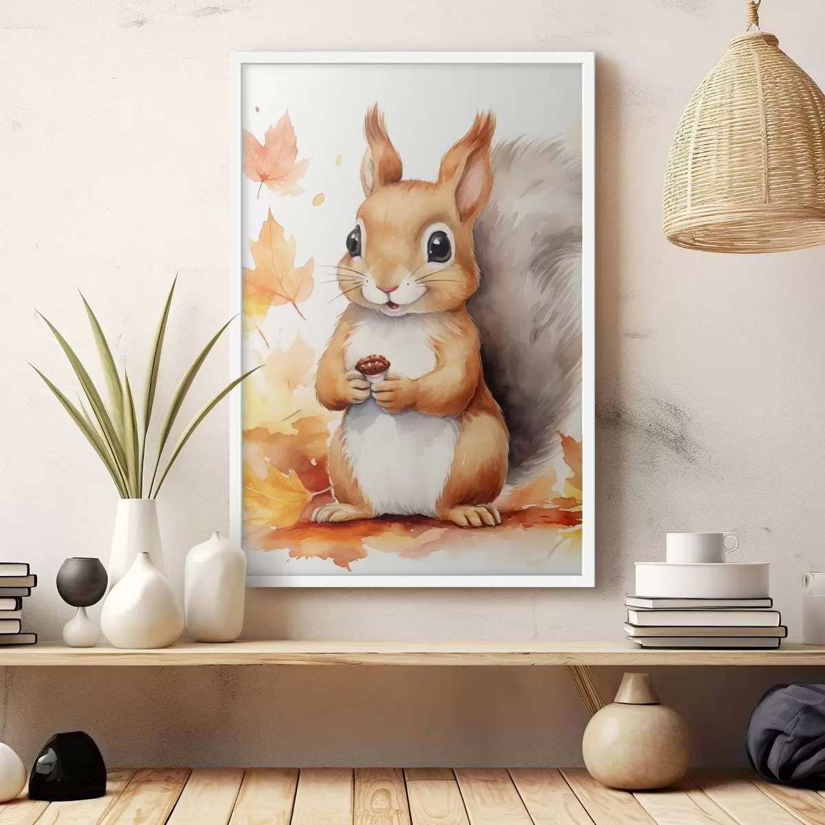 Poster Süßes Eichhörnchen, Aquarellimitation f46766