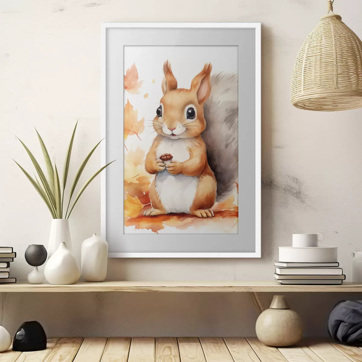 Poster Süßes Eichhörnchen, Aquarellimitation f46766