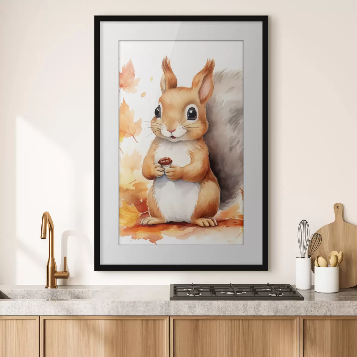 Poster Süßes Eichhörnchen, Aquarellimitation f46766