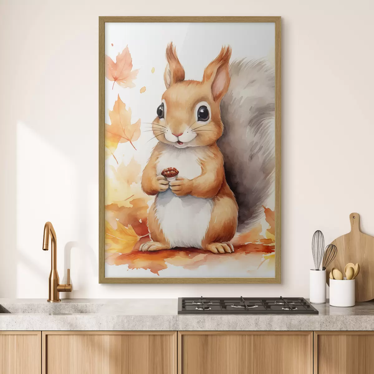 Poster Süßes Eichhörnchen, Aquarellimitation f46766