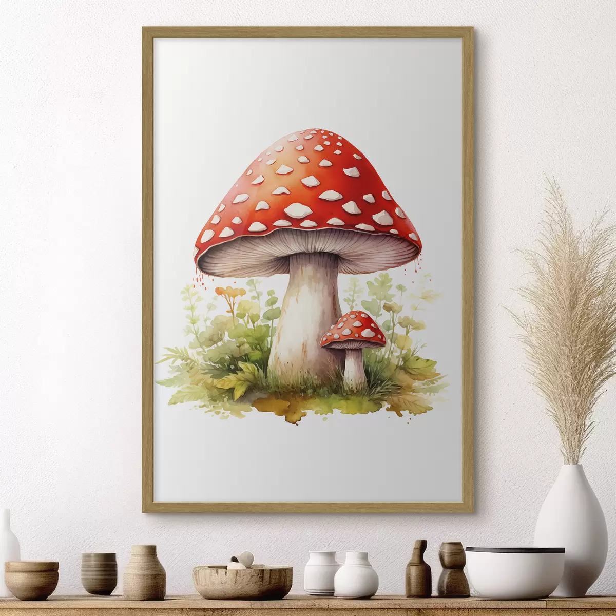 Poster Waldpilze, Fliegenpilz, Aquarellimitation f46767