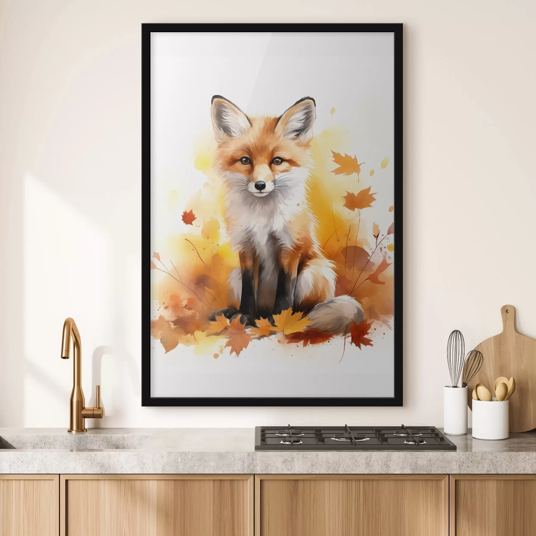 Fototapete Kleiner Fuchs, Aquarellimitation f46768