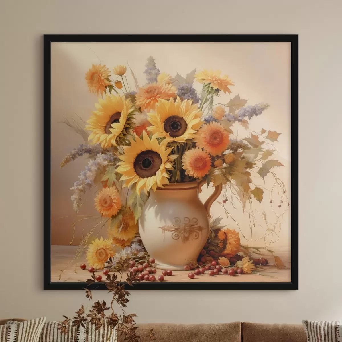 Poster Herbstkomposition, Blumen in einer Vase f46774