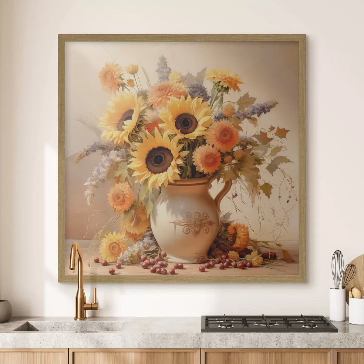 Poster Herbstkomposition, Blumen in einer Vase f46774