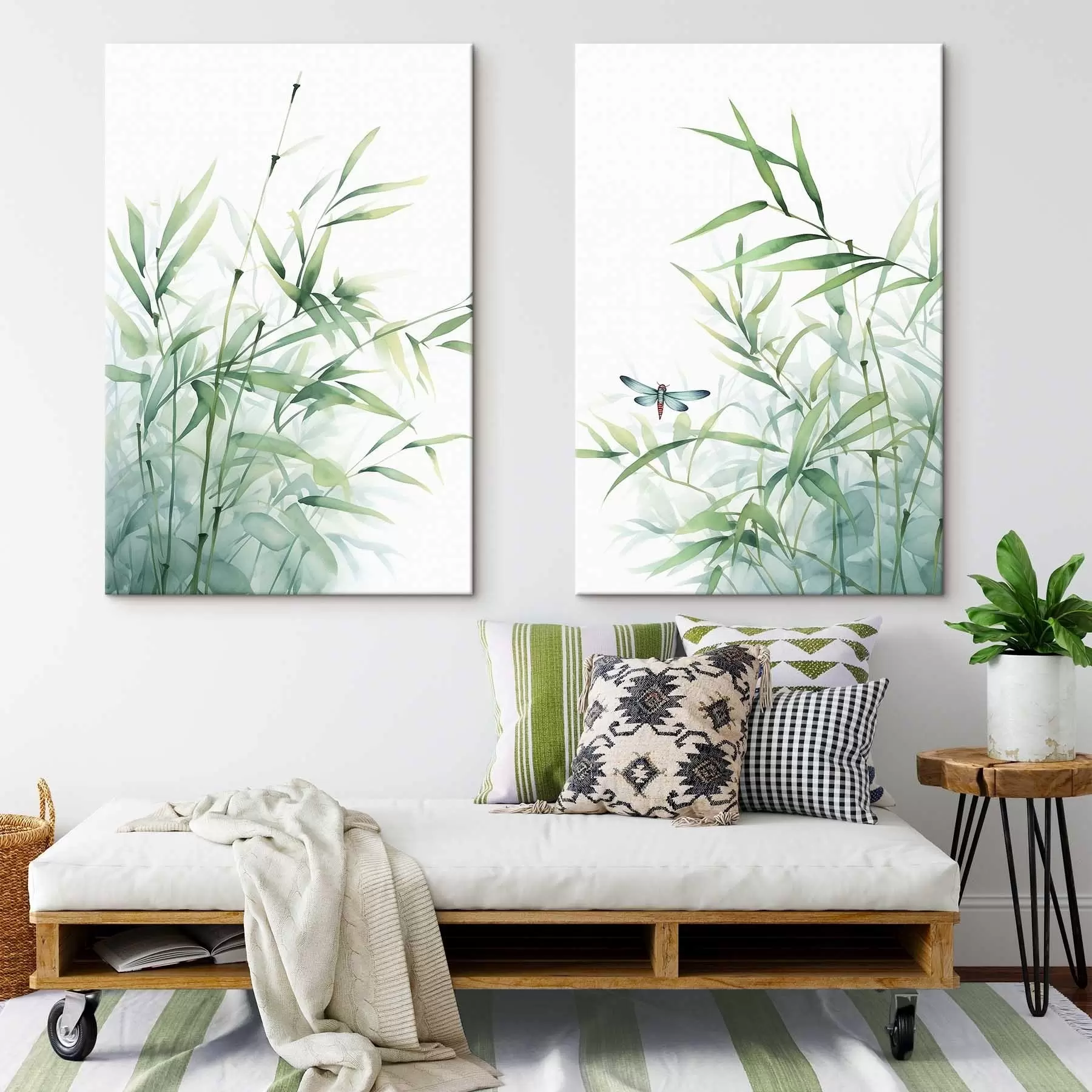 Fototapete Bambuspflanzen, Aquarellimitation m01062