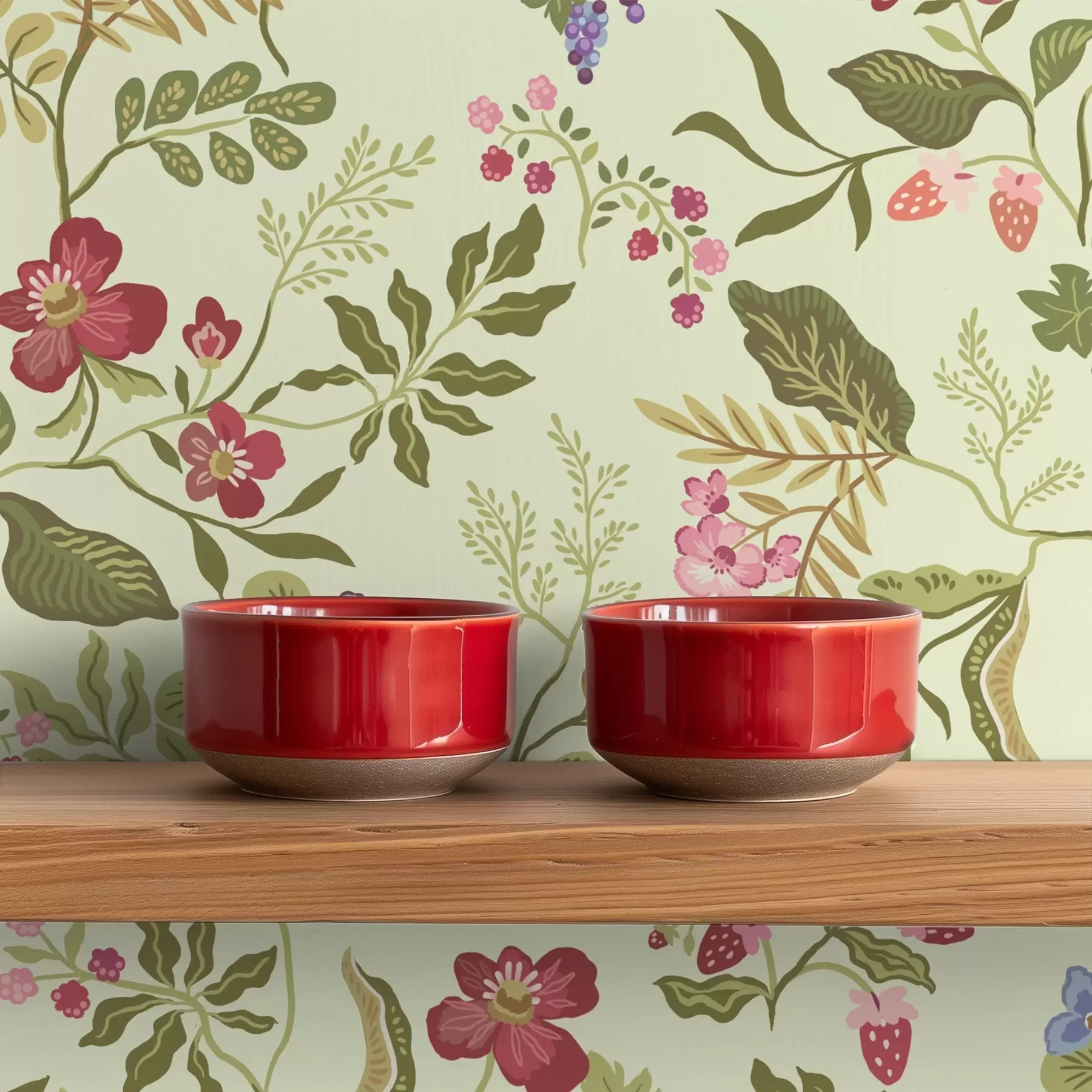 Fototapete Blühender Garten mit Beeren, Trauben und Wildblumen a00961