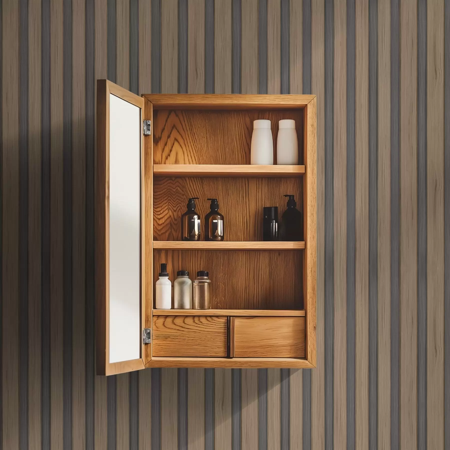 Fototapete Vertikale Holzlamellen mit dunkelgrauen Einsätzen a00991