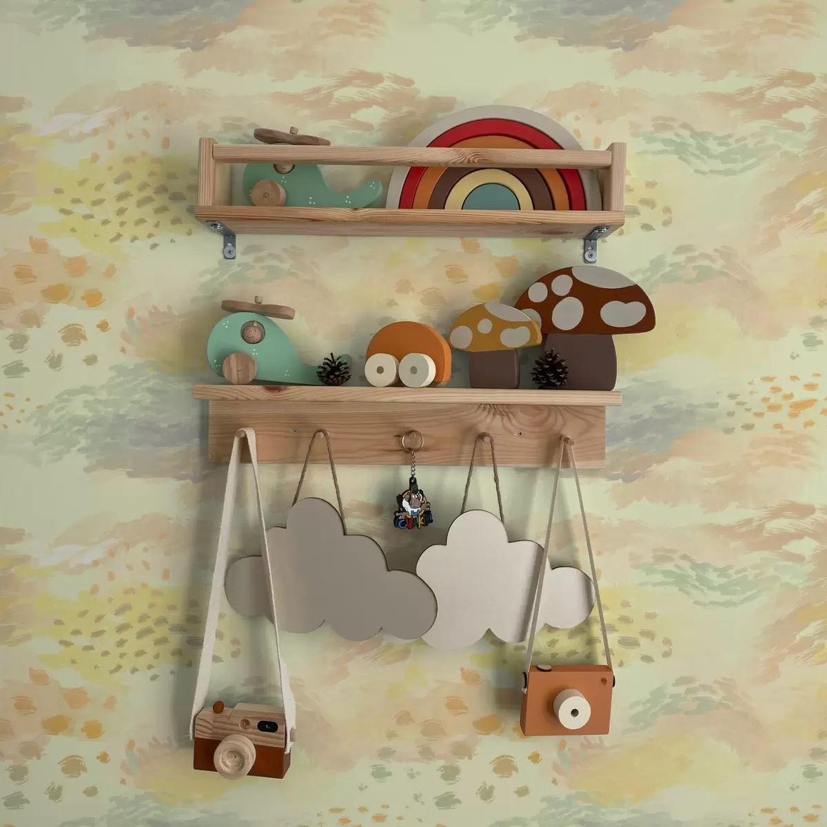 Tapete Pastellfarbene Pinselstriche in einer warmen, cremig-gelben Farbpalette a00999v1