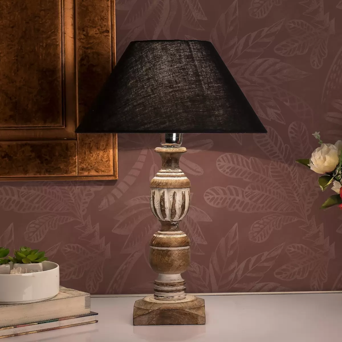 Tapete Strukturierte tropische Blätter in tiefroten Terrakotta-Farbtönen a01001v2