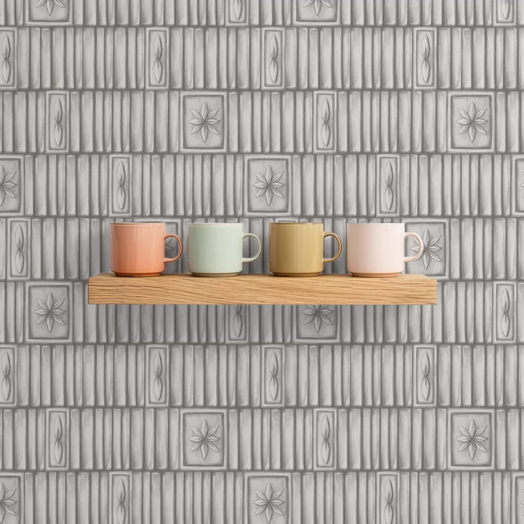 Fototapete Vertikale Reliefpaneele mit grafischen Blumenthemen a01058