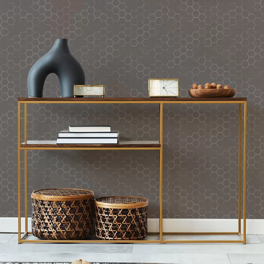 Fototapete Dichtes hexagonales Muster in sanften Grautönen a01060v2