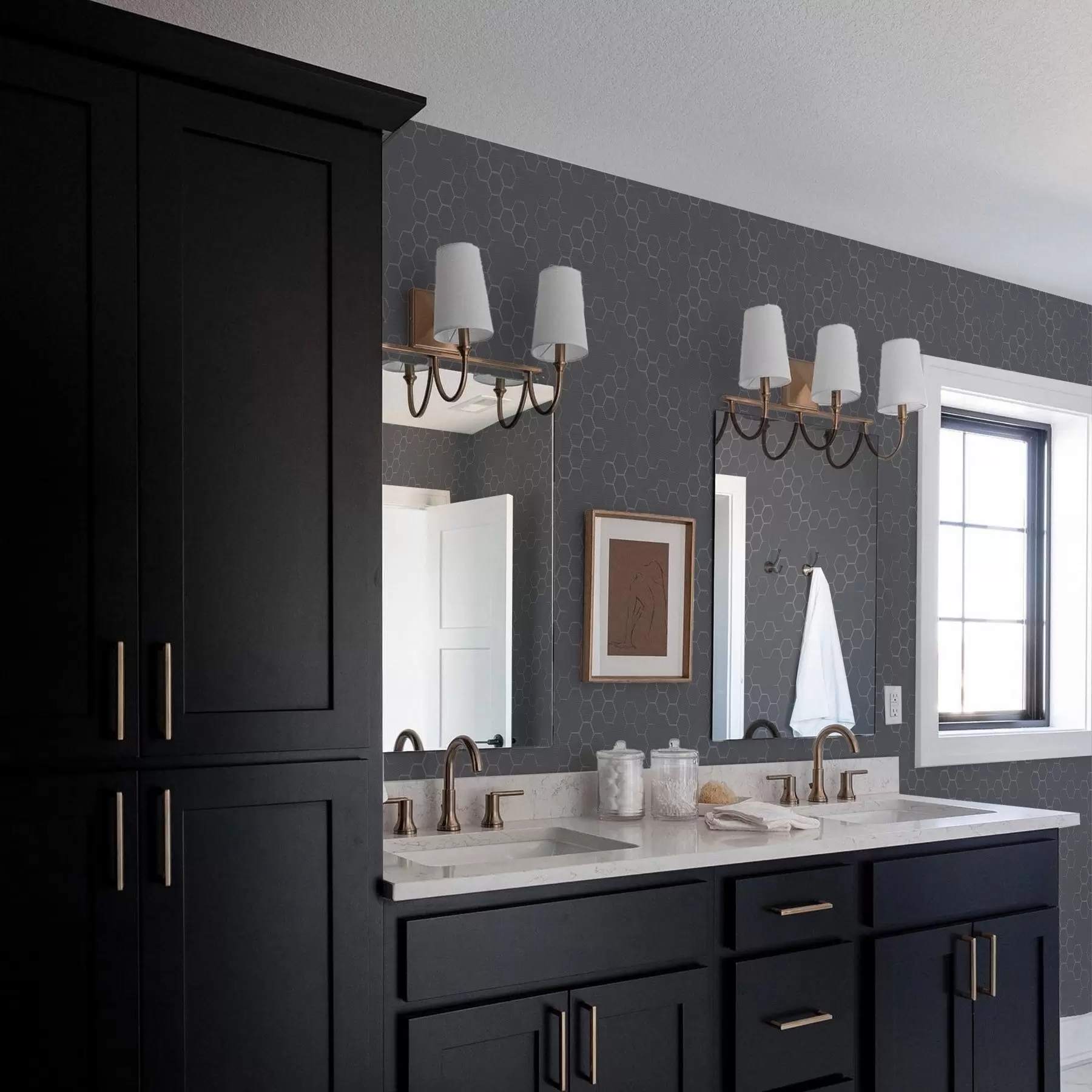 Fototapete Dunkles Graphit-Wabenmuster mit Tiefe a01061v1