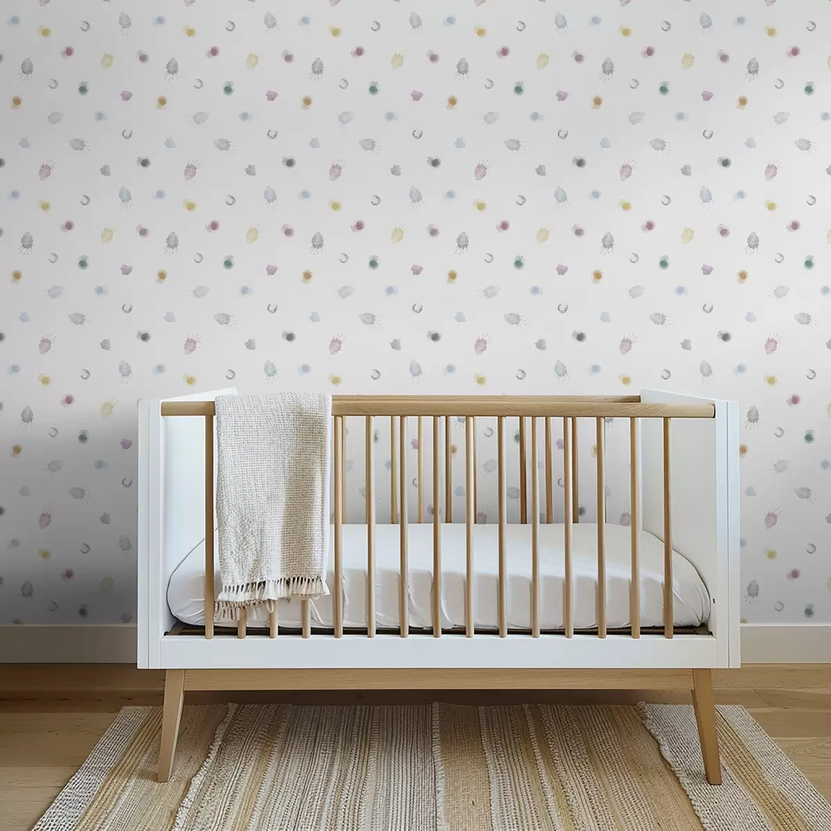 Tapete Große bunte Wasserfarbenflecken auf weißem Papier a01062