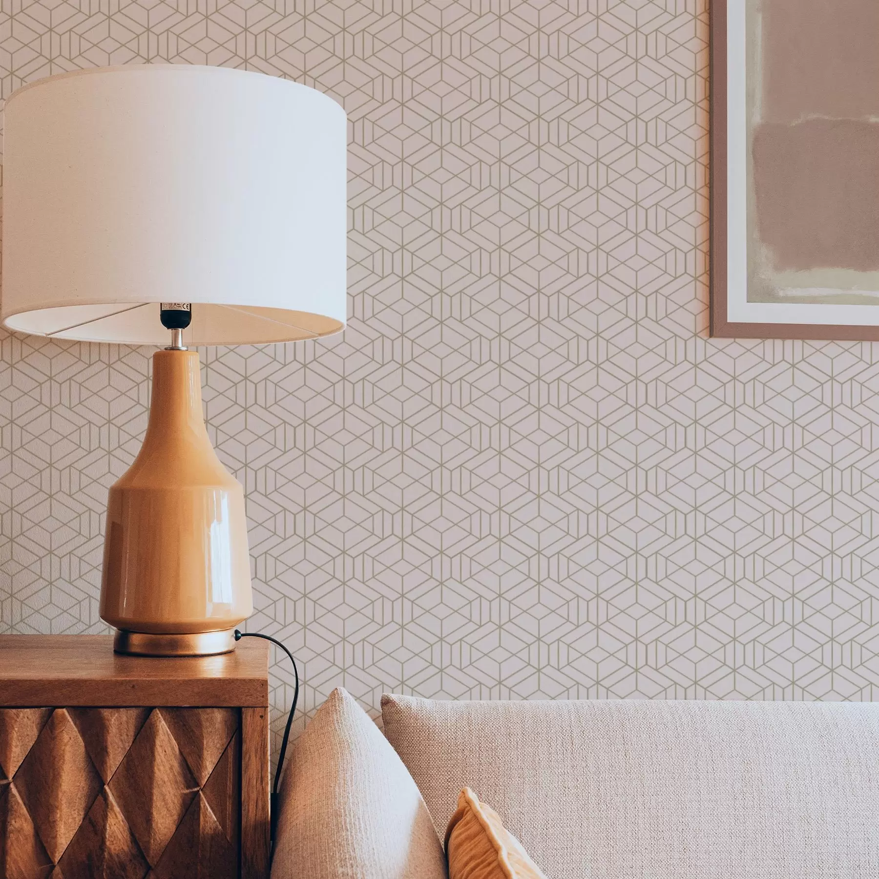 Fototapete Warmer beiger Hintergrund mit feinen grafischen Würfeln a01067v3