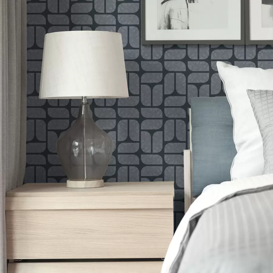 Fototapete Dunkler Hintergrund mit grauem Mosaik aus abgerundeten Modulen a01069v1