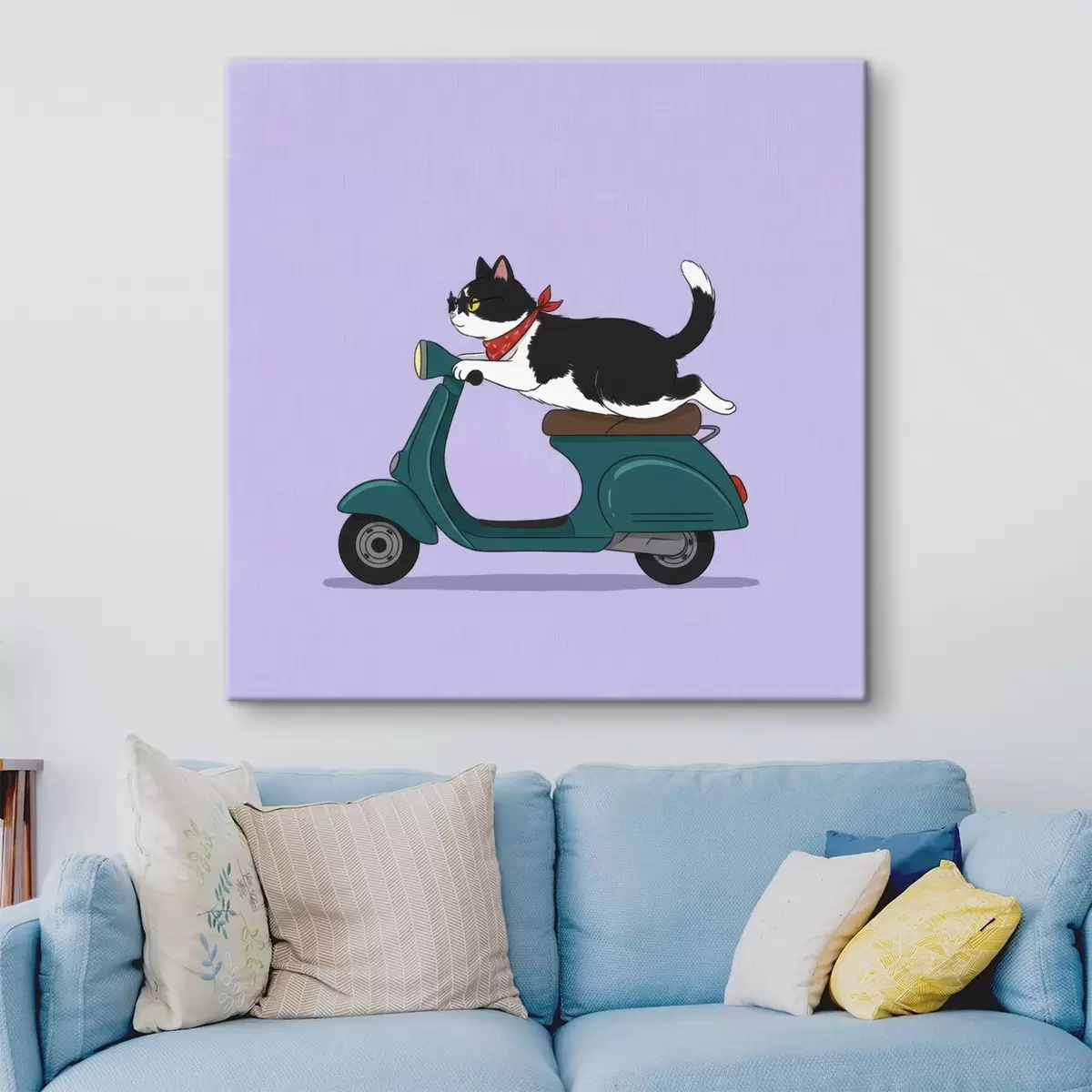 Fototapete Katze auf einem Moped s46847