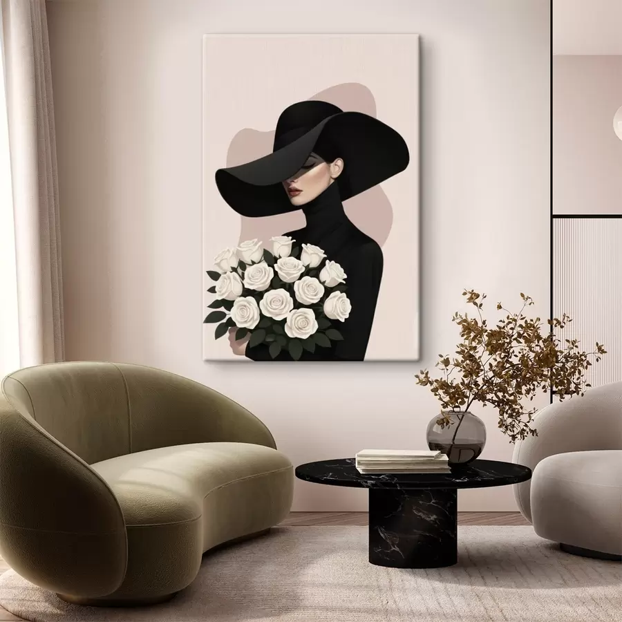 Fototapete Mädchen mit einem Strauß Rosen s46854