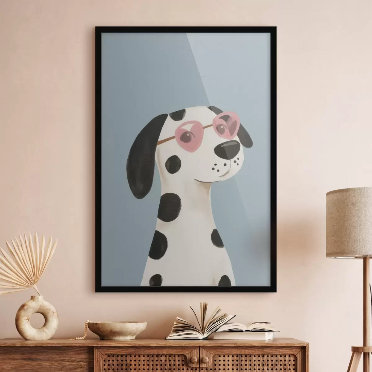 Poster Hund mit rosa Brille f46844