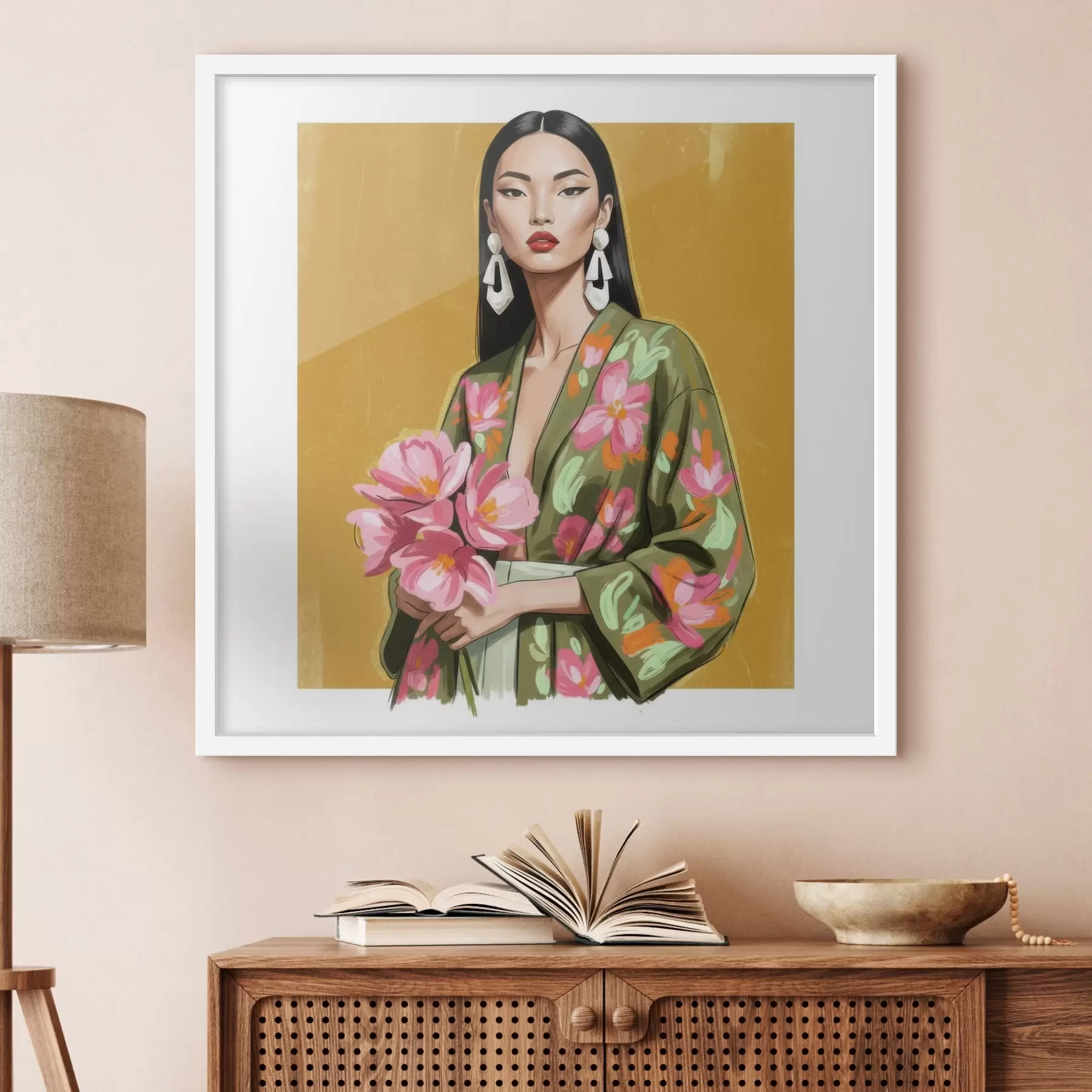 Fototapete Mädchen mit einem Blumenstrauß f46850