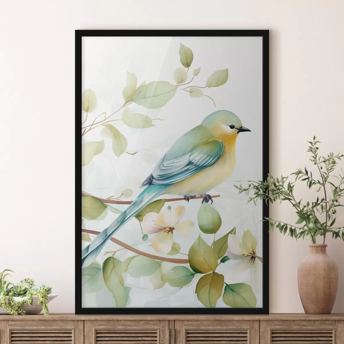 Poster Meise auf einem Ast f46891