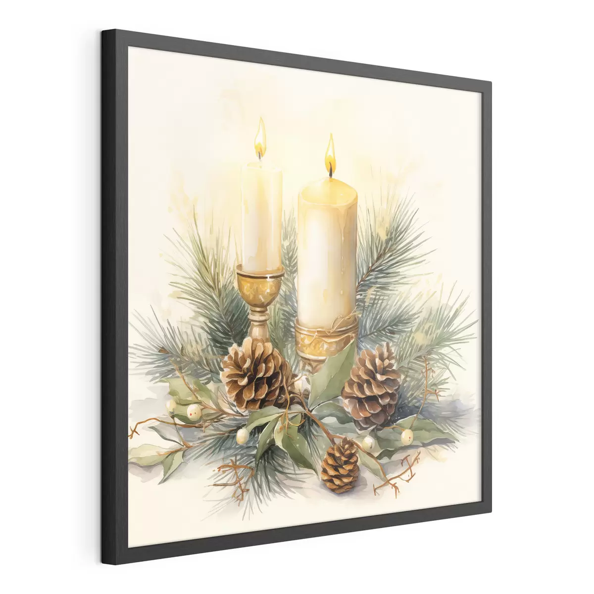 Poster Arrangement, Neujahr, Tanne und Kerzen f46971