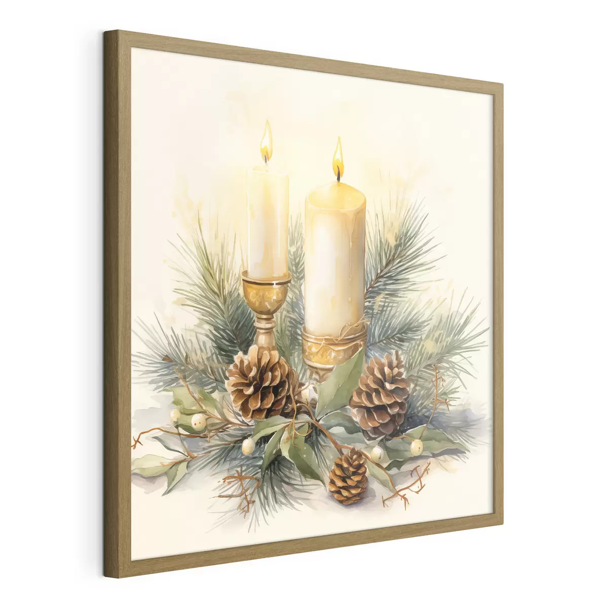 Poster Arrangement, Neujahr, Tanne und Kerzen f46971