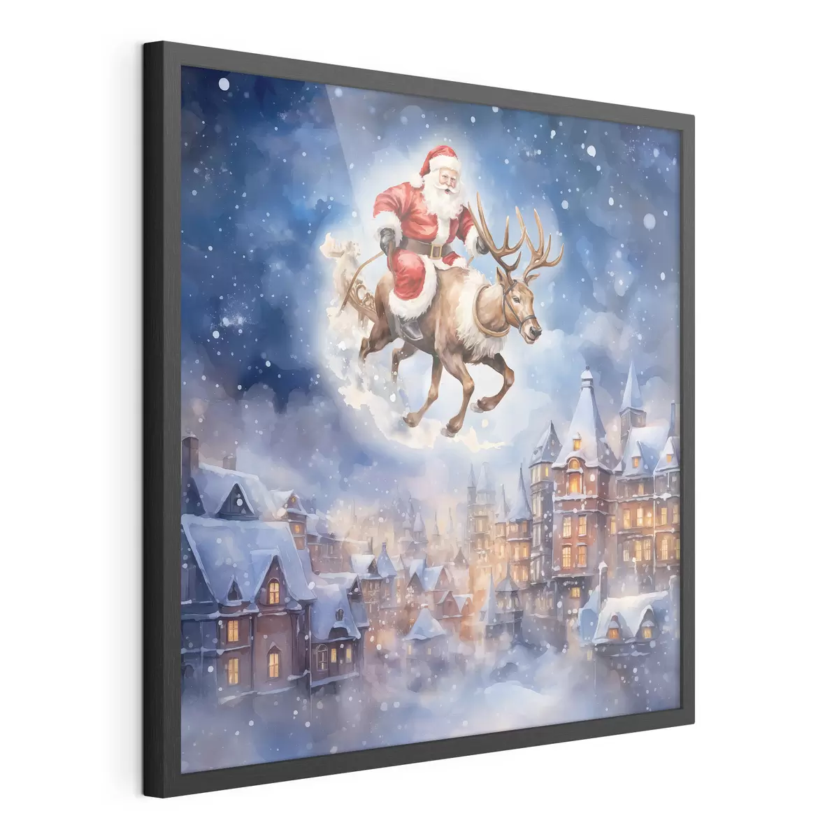 Poster Märchenhaftes Neujahr, Weihnachtsmann auf einem Schlitten f46972