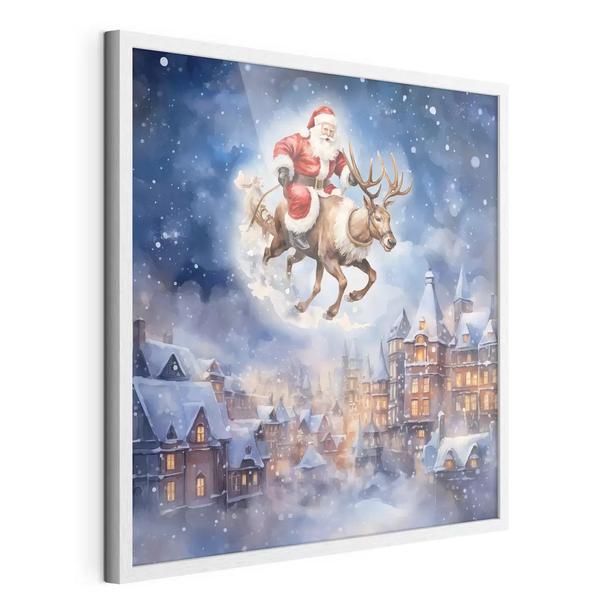 Poster Märchenhaftes Neujahr, Weihnachtsmann auf einem Schlitten f46972