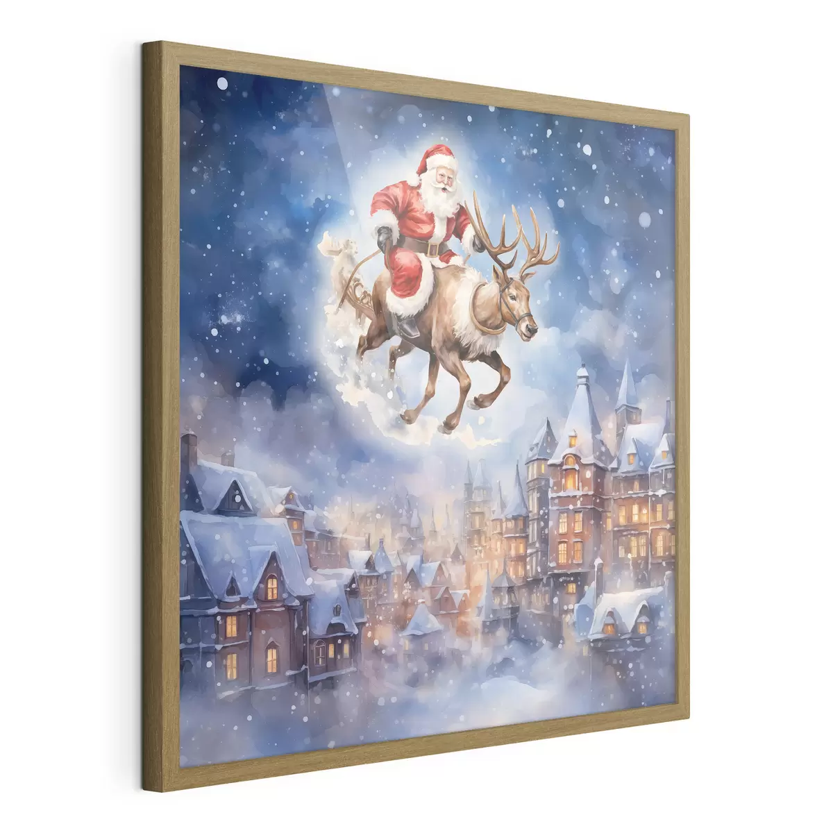 Poster Märchenhaftes Neujahr, Weihnachtsmann auf einem Schlitten f46972