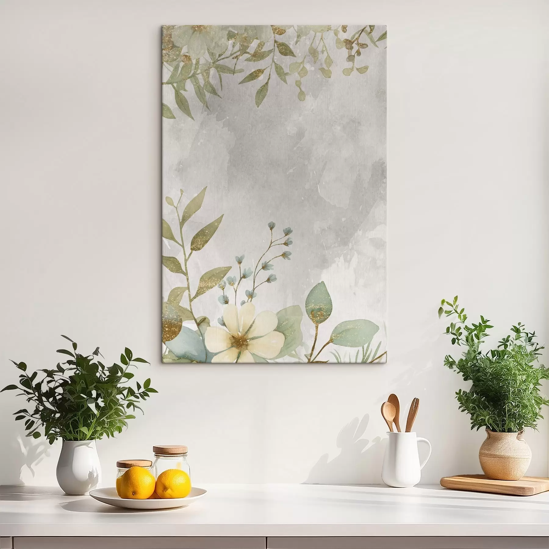 Fototapete Zarte Pflanzen auf hellem Hintergrund s46893